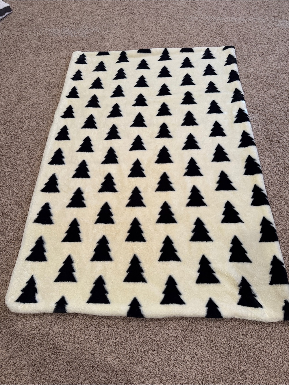 Rachel Zoe Cream and Black Christmas Tree Blanket Viral Monochrome Holiday Throw